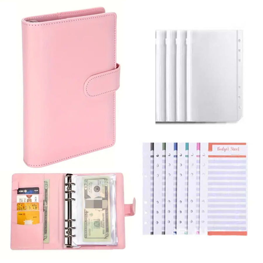 Planner Weekly Budget - 현금 봉투 주머니가있는 PU 가죽 예산