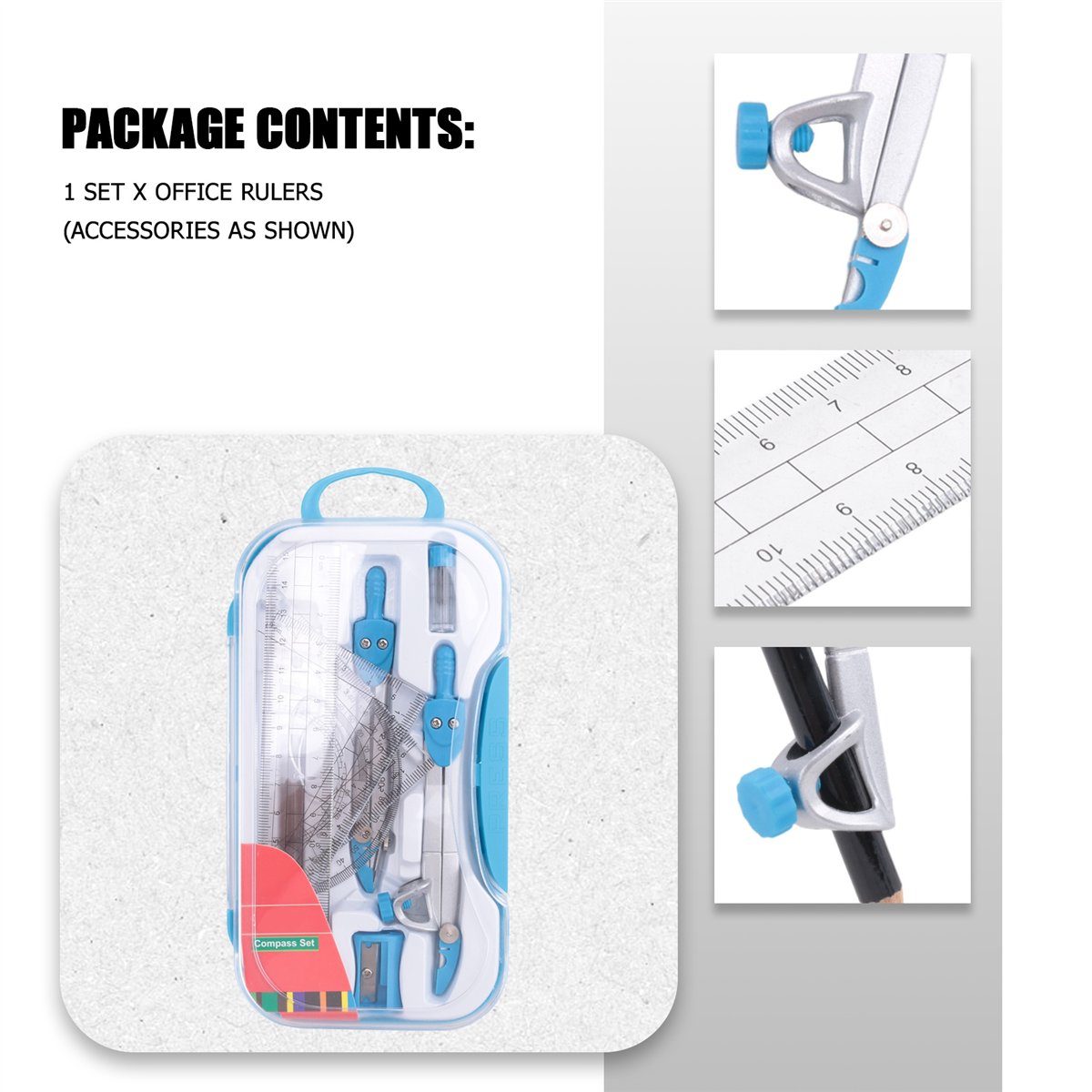 Compass Geometry Set - MALL 기하학 컴퍼스 세트 10종 학생용