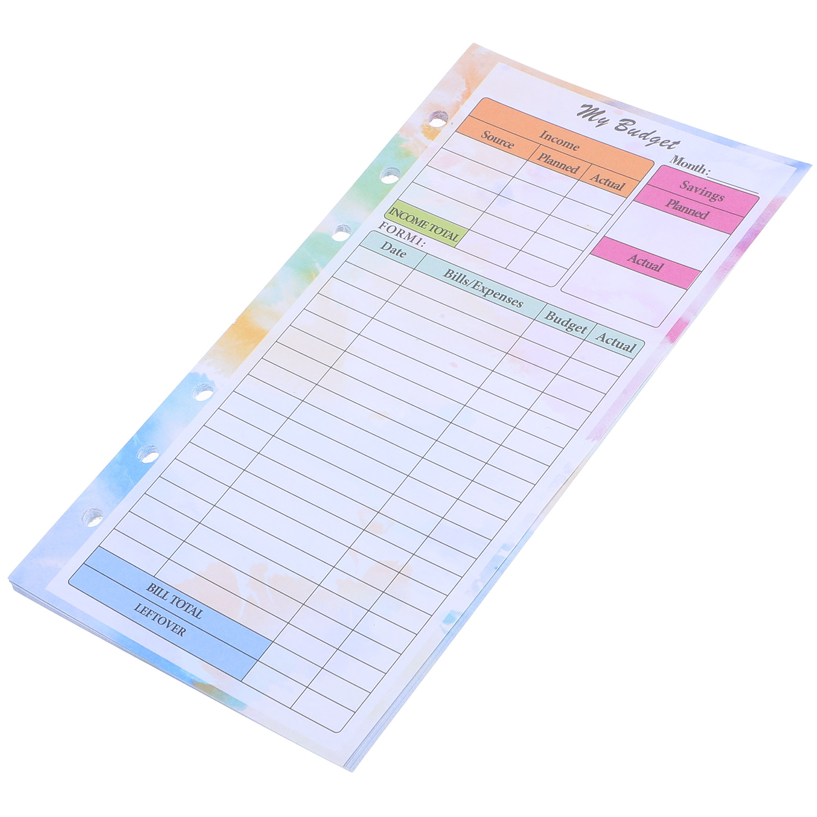 Planner Weekly Budget - A6 예산 플래너 리필 14매, 다채로운