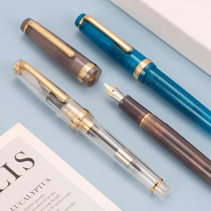 Jinhao 82 만년필 럭셔리 투명 펜 스핀 골든 E - Stationery Supplies Business 리뷰 및 가격