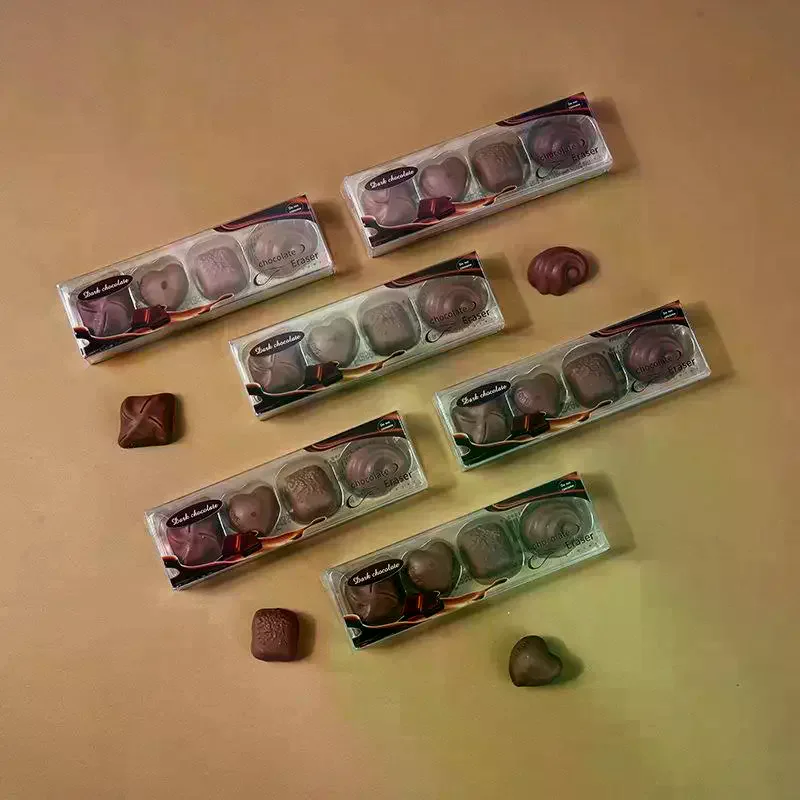 창의적인 시뮬레이션 초콜릿 지우개 4개 팩, 귀여운 문 - Office Supply Office Stationery Items 리뷰 및 가격