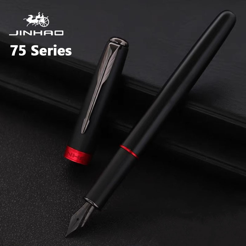 Jinhao 75 금속 만년필 블랙/블랙 레드 럭셔리  - Office Stationery Supply Business 리뷰 및 가격
