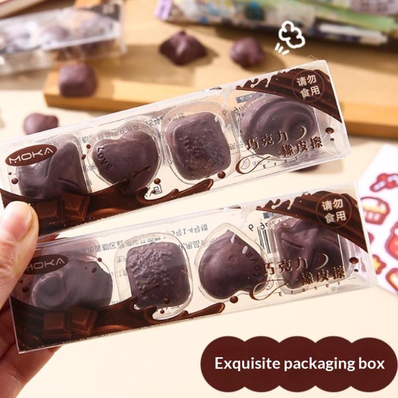 새로운 4개입 창의적인 시뮬레이션 초콜릿 지우개, 귀여 - Office Supply Office Stationery Items 리뷰 및 가격