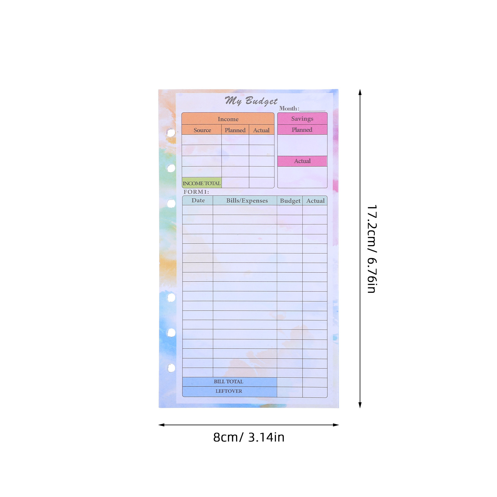 A6 예산 플래너 리필 14매, 다채로운 6홀 루즈리프 - Planner Weekly Budget 리뷰 및 가격
