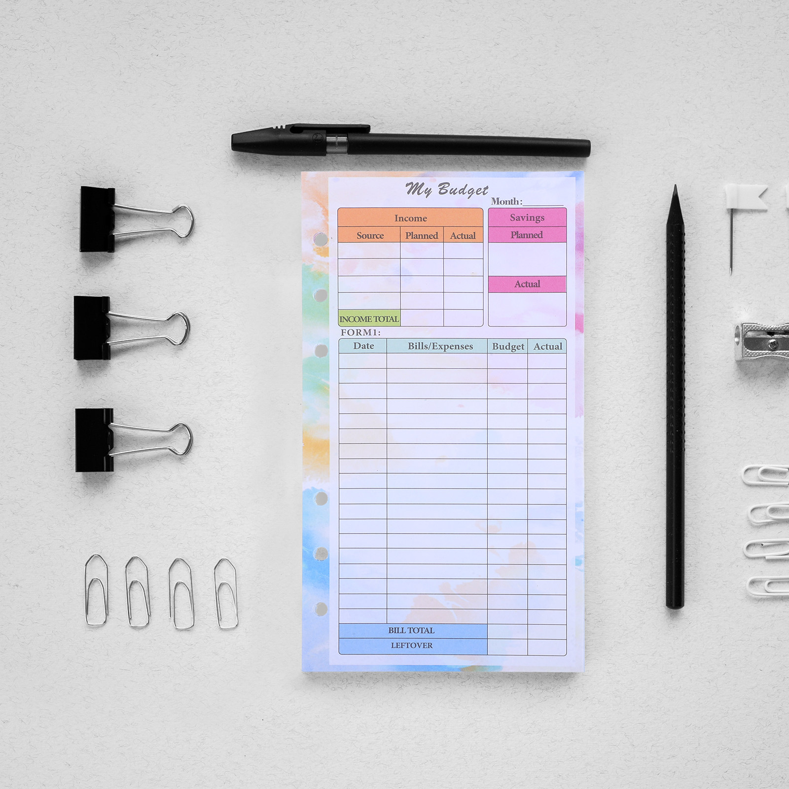 A6 예산 플래너 리필 14매, 다채로운 6홀 루즈리프 - Planner Weekly Budget 리뷰 및 가격